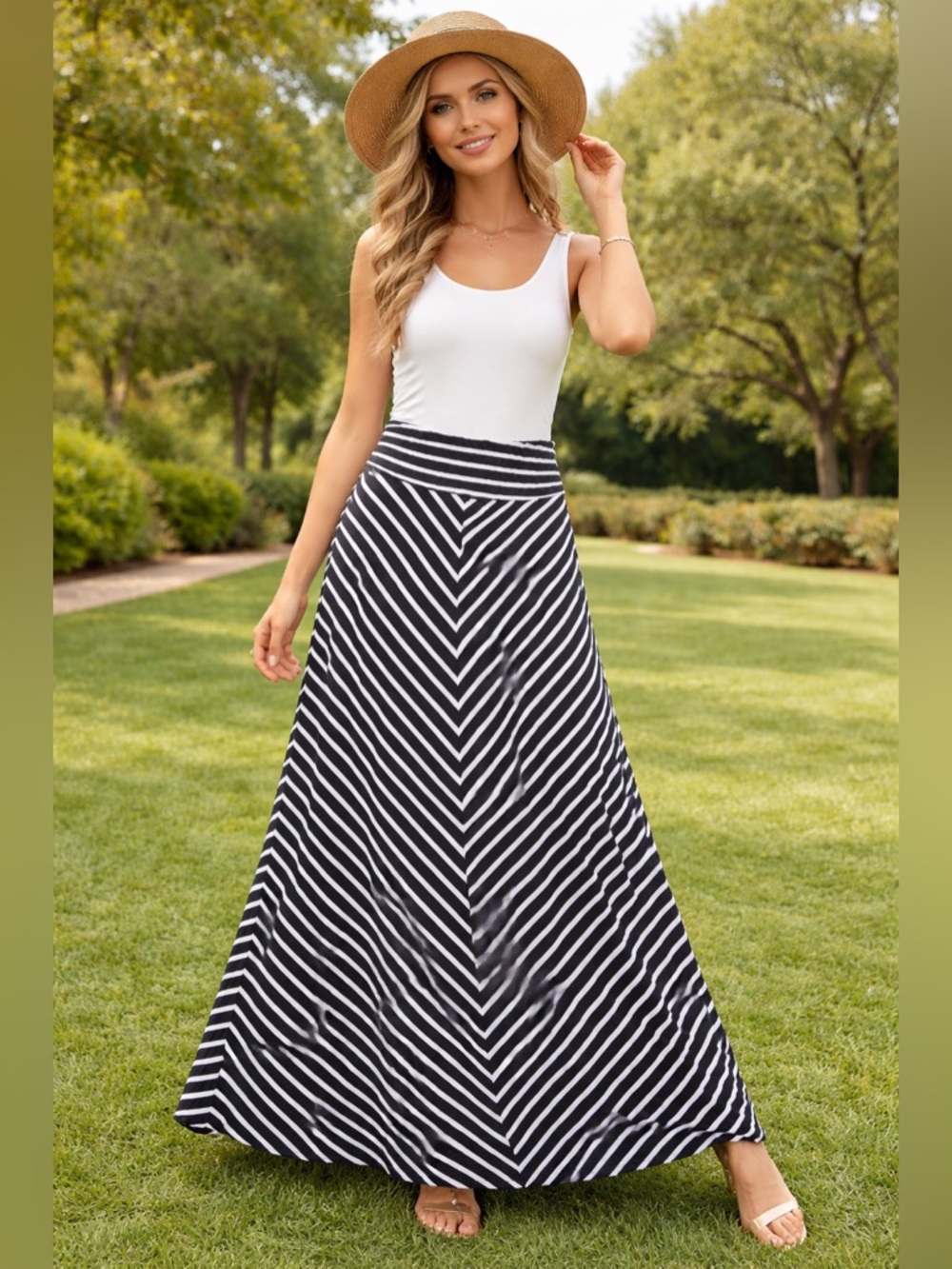 Merona Black and White Chevron Maxi Skirt